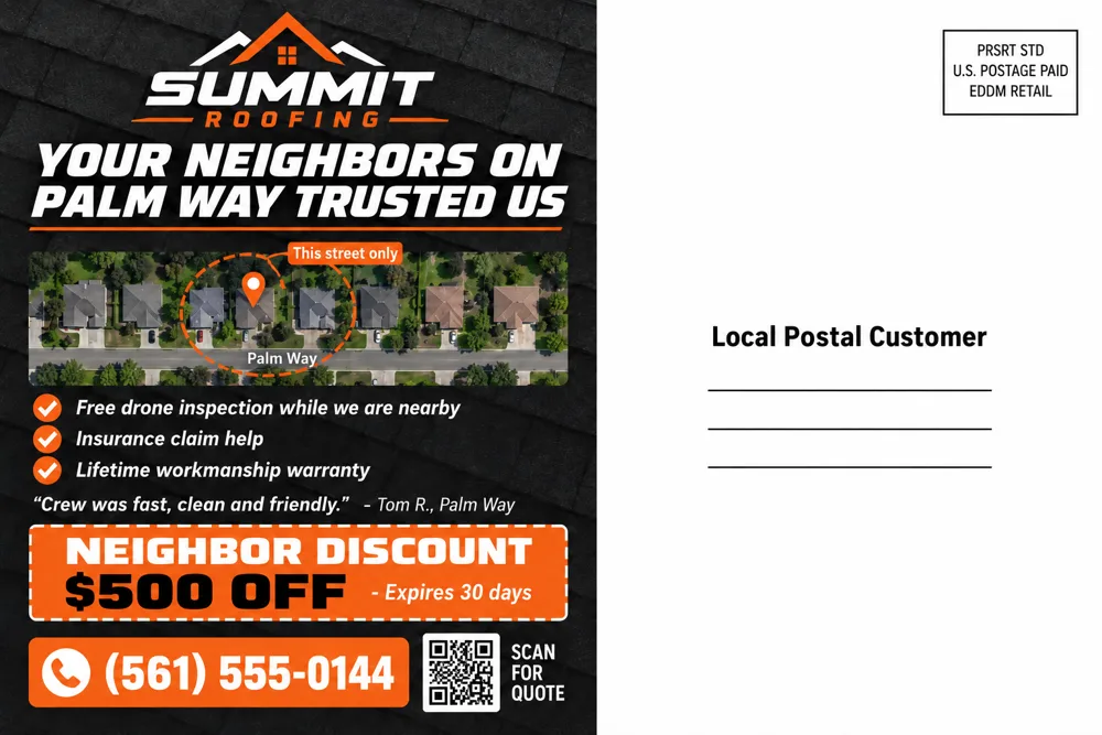 Roofing postcard back