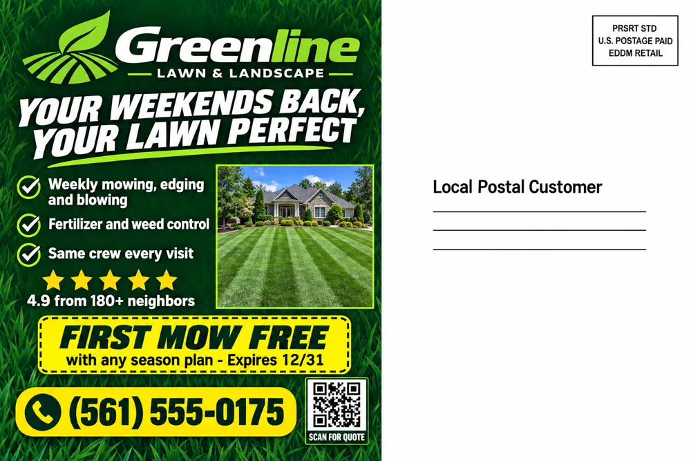 Lawn care postcard back