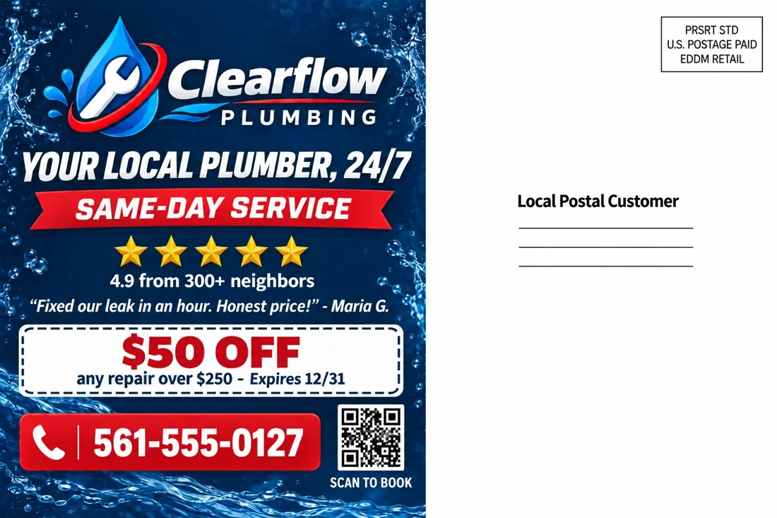 Plumbing postcard back