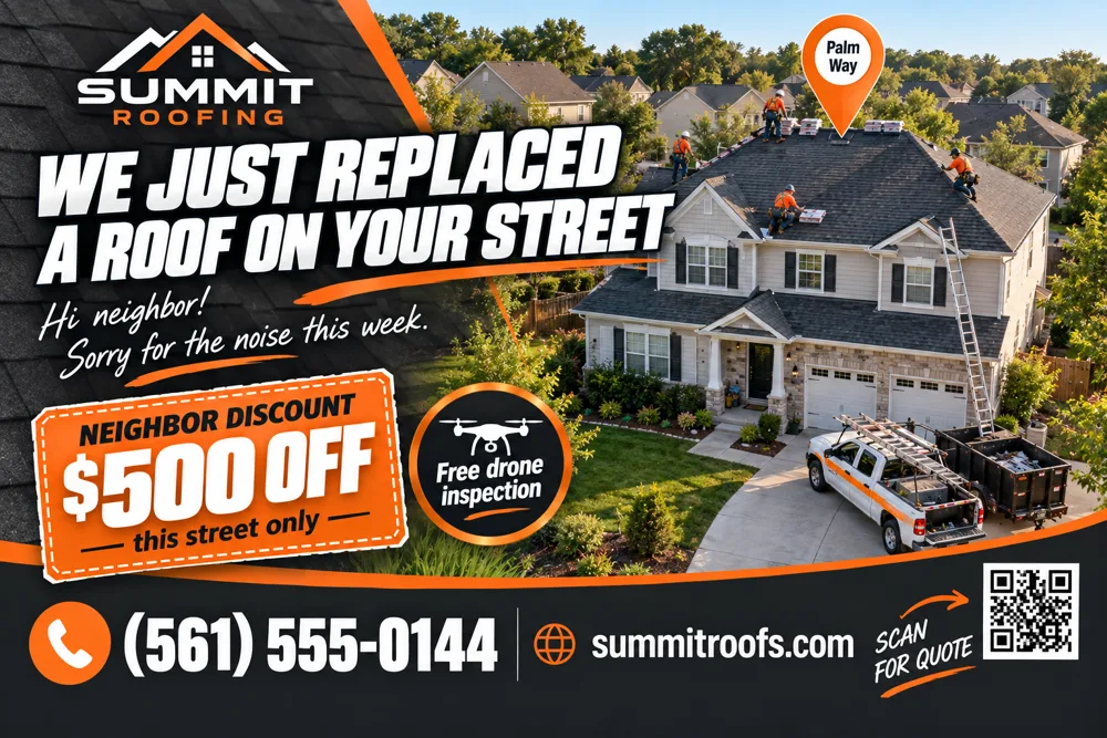 Neighbor Blitz postcard: We just replaced a roof on your street
